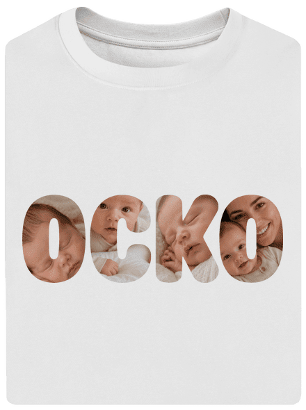 Nápis ocko z vlastných fotiek unisex tričko oversized White