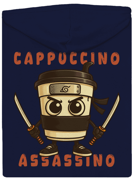 Cappuccino Assasino – Italian Brainrot pánska mikina na zips Navy