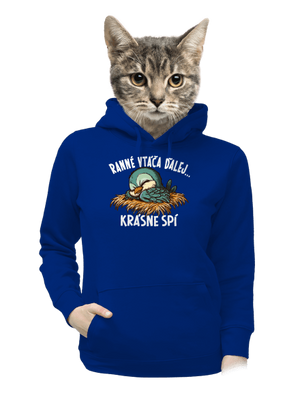 Ranné vtáča spí dámska mikina klokanka Royal Blue Mal