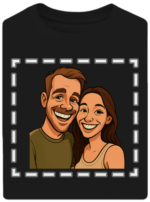 Karikatúra z vlastnej fotky unisex tričko oversized Black