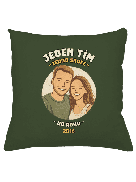 Jeden tím z vlastnej fotky vankúš Olive Green