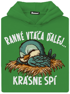 Ranné vtáča spí detská mikina klokanka Kelly Green AWD