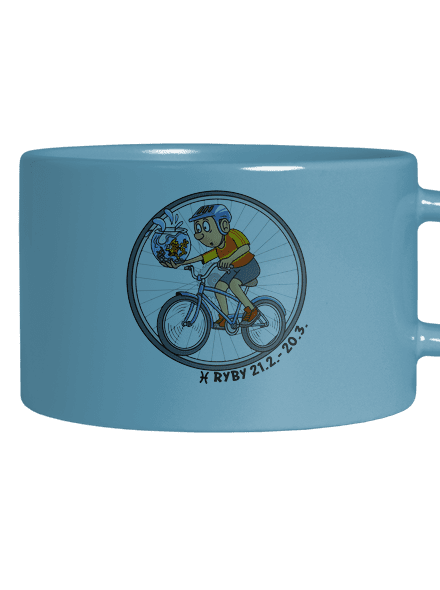 Cyklistický horoskop: Ryby hrnček makronka Blue Macaron
