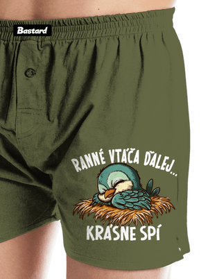 Ranné vtáča spí pánske trenky Khaki