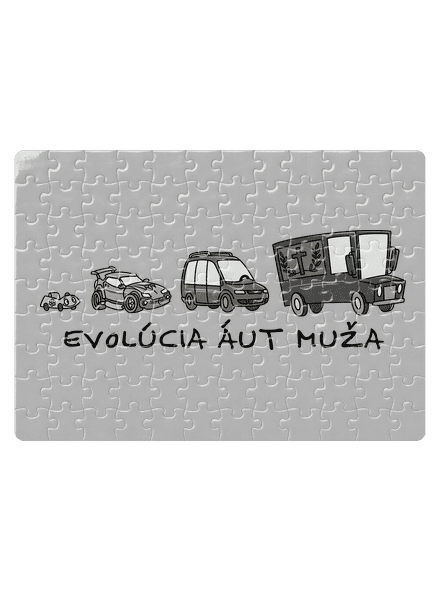 Evolúcia áut muža puzzle White