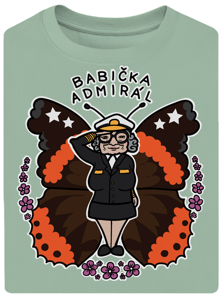 Babička admirál unisex tričko oversized Sage