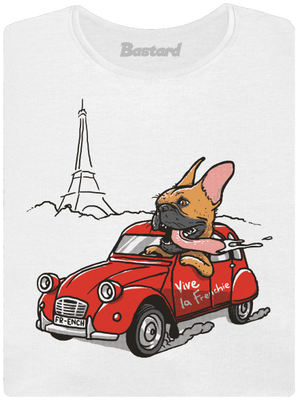 Francúzsky buldoček dámske tričko s lemom White