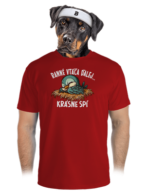 Ranné vtáča spí pánske športové tričko Red Mal