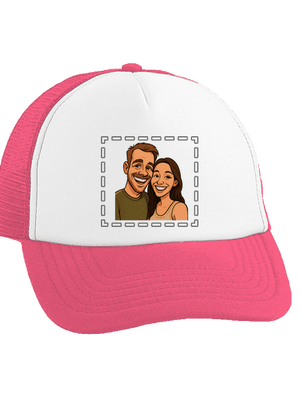 Karikatúra z vlastnej fotky šiltovka truckerka Fluorescent Pink cap
