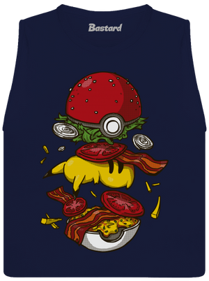 Pokémon burger dámske tielko voľné Navy