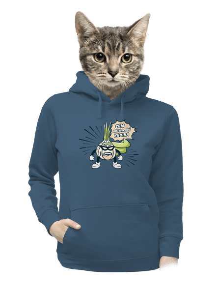 Antivirový hrdina dámska mikina klokanka Denim