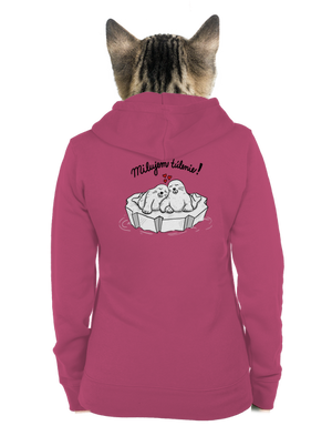 Milujem túlenie dámska mikina na zips Magenta