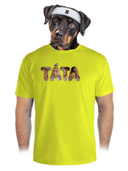 Nápis ocko z vlastných fotiek pánske športové tričko Neon Yellow
