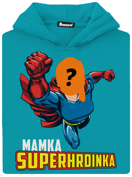 Mamka superhrdinka detská mikina klokanka Hawaiian Blue