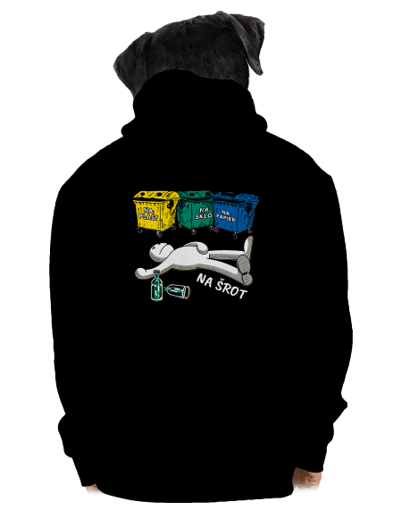 Tříděný odpad pánska mikina na zips Black