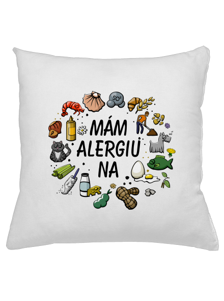 Mám alergiu na... + fix vankúš White