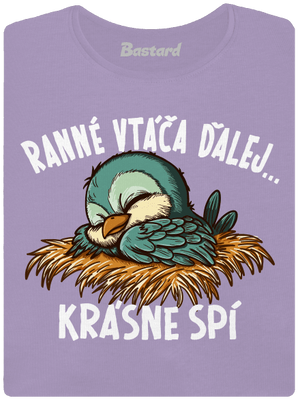 Ranné vtáča spí dámske tričko s lemom Lavender