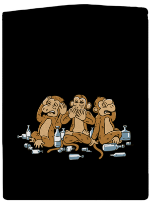 Trojnásobná opica pánska mikina na zips Black