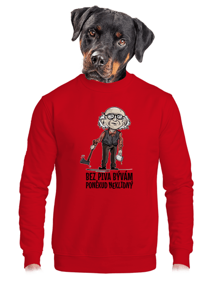 Neklidný bez piva unisex mikina bez kapucne Red