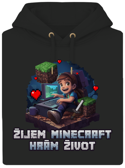 Žijem Minecraft unisex mikina premium Dark Black