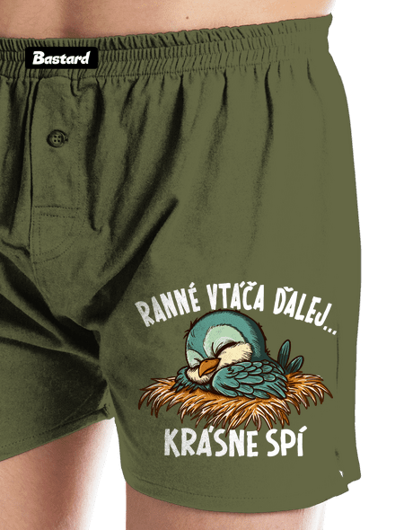 Ranné vtáča spí pánske trenky Khaki