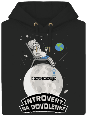 Introvert na dovolenke unisex mikina premium Dark Black