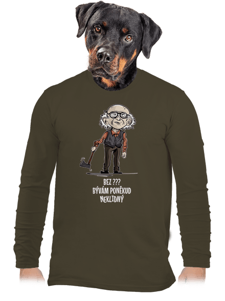 Neklidný - vlastný text pánske dlhý rukáv Urban Khaki