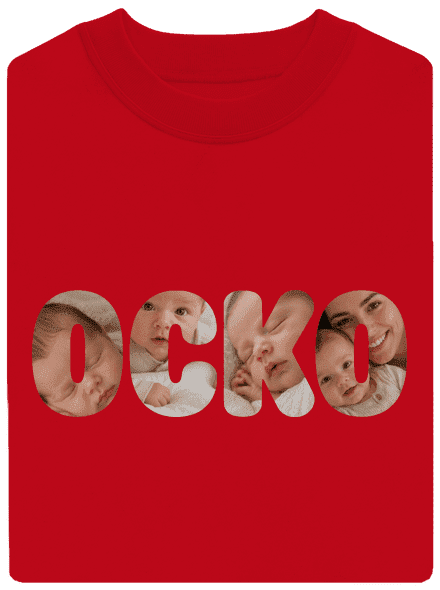 Nápis ocko z vlastných fotiek unisex mikina bez kapucne Red