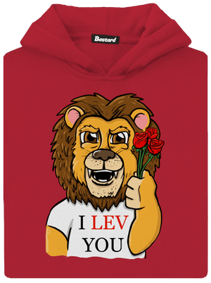 I lev you detská mikina klokanka Fire Red