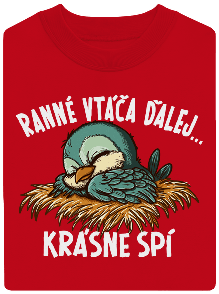 Ranné vtáča spí unisex mikina bez kapucne Red