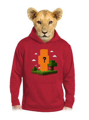 Minecraft z vlastnej fotky detská mikina klokanka Fire Red