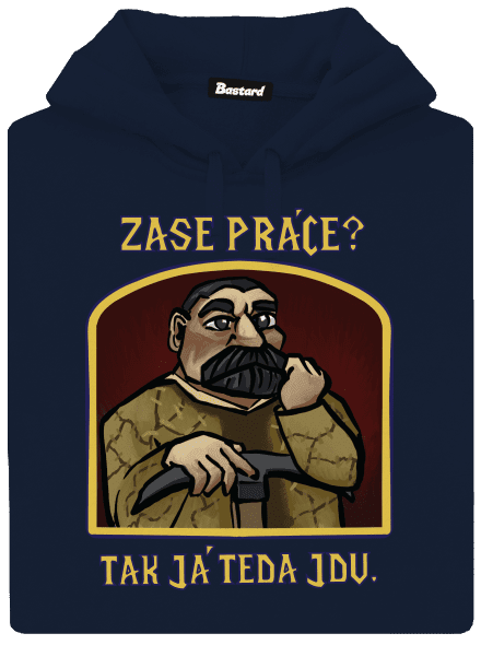 Zase práce? pánska mikina klokanka Navy