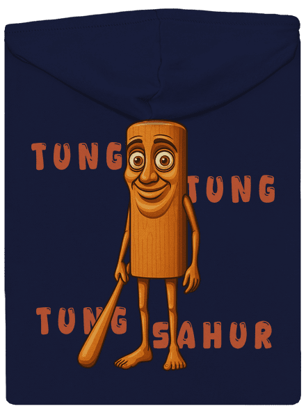 Tung Tung Tung Sahur – Italian Brainrot pánska mikina na zips Navy