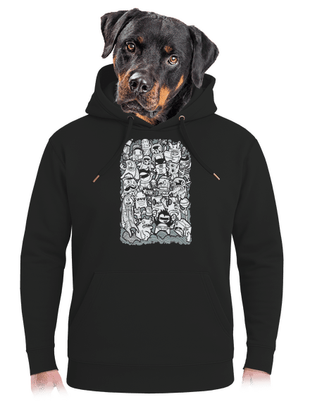 Doodle unisex mikina premium Dark Black