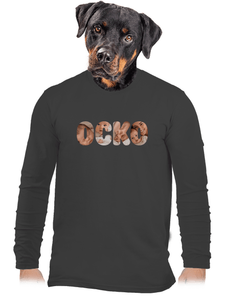 Nápis ocko z vlastných fotiek pánske dlhý rukáv Dark Grey