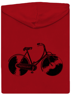 Gramofónový bicykel pánska mikina na zips Red