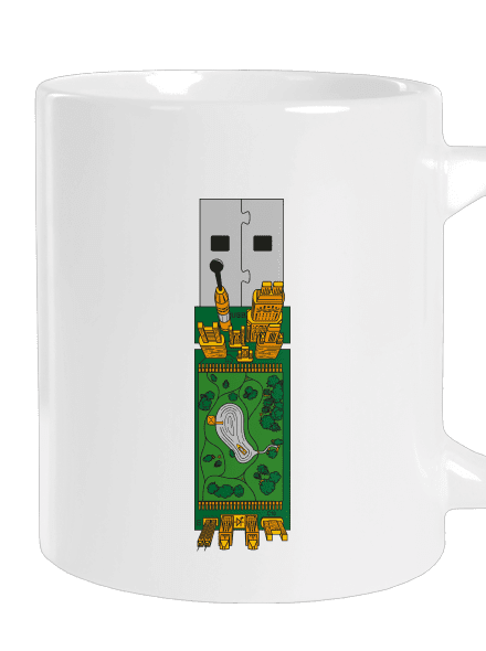 USB city veľký hrnček White