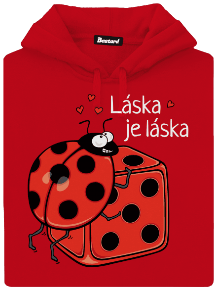 Láska je láska pánska mikina klokanka Red