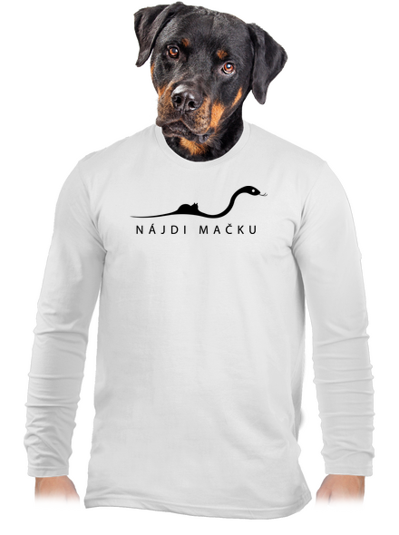 Nájdi mačku pánske dlhý rukáv White