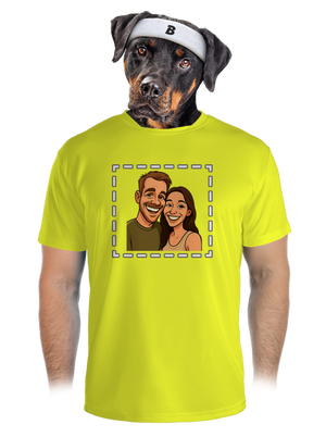 Karikatúra z vlastnej fotky pánske športové tričko Neon Yellow