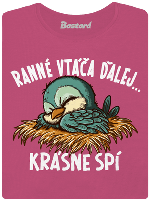 Ranné vtáča spí dámske tričko s lemom Magenta
