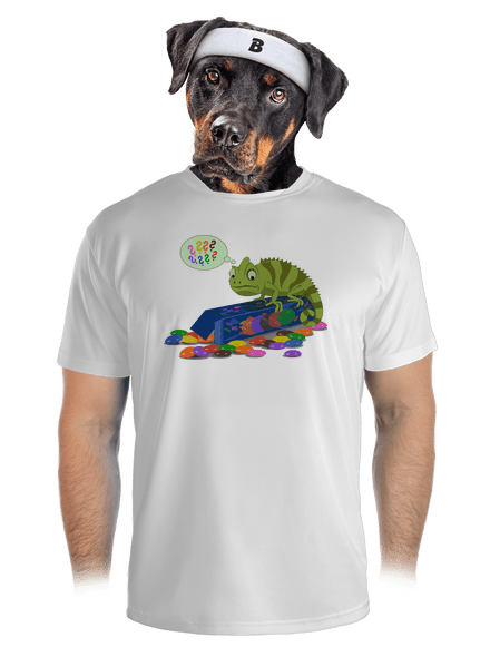 Zmätený chameleón pánske športové tričko White