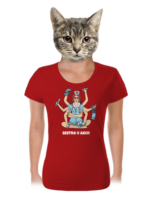 Sestra v akcii dámske tričko Red Mal