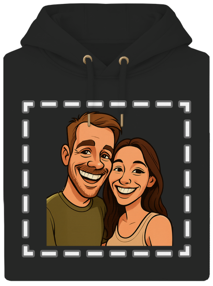 Karikatúra z vlastnej fotky unisex mikina premium Dark Black