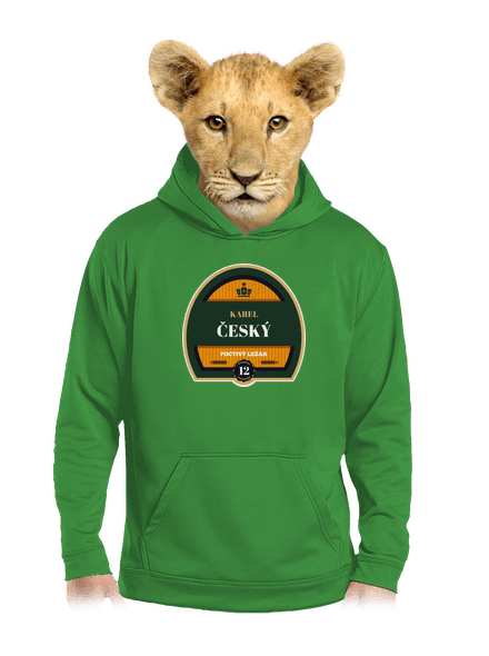 Pivná etiketa detská mikina klokanka Kelly Green AWD