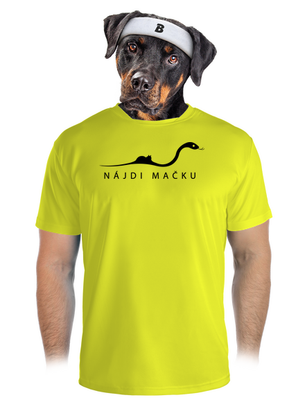 Nájdi mačku pánske športové tričko Neon Yellow