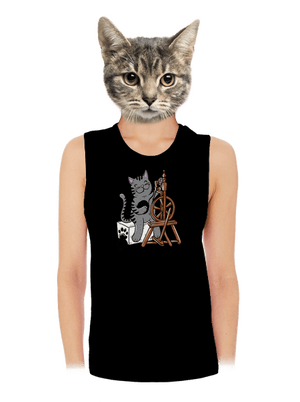 Mačka pradie dámske tielko voľné Black