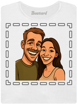 Karikatúra z vlastnej fotky dámske tričko s lemom White