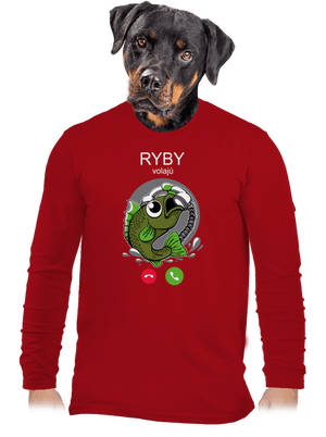 Ryby volají pánske dlhý rukáv Red