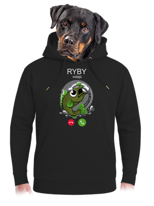 Ryby volají unisex mikina premium Dark Black